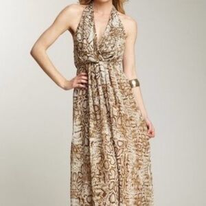 Lovers + Friends Reptile Print Halter Maxi Dress, Sz. Medium